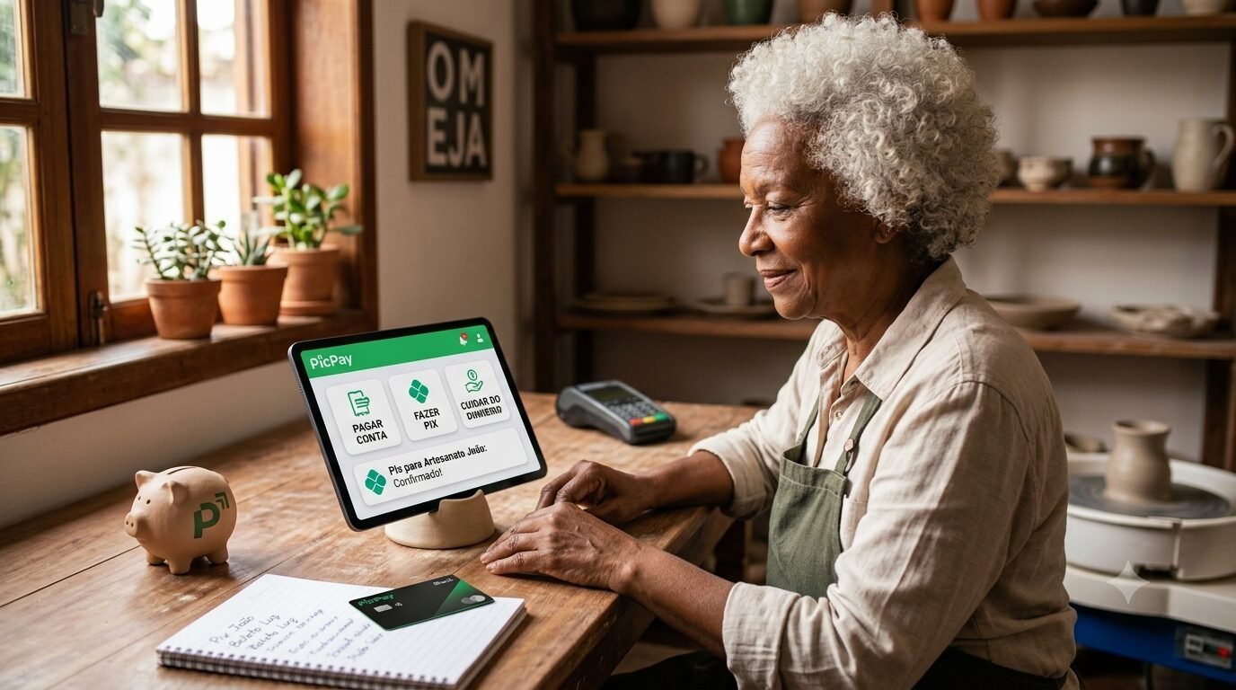 picpay para quem tem 50+ pagar conta, fazer pix e cuidar do dinheiro sem sair de casa