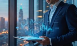businessman analyzing stock market data